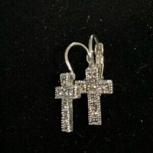 Silver marcasite pierced earrings.  French clasp. 1”